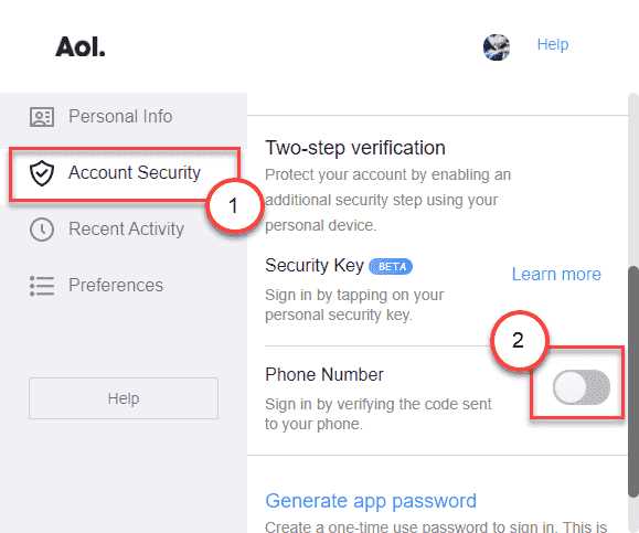 Check account security settings